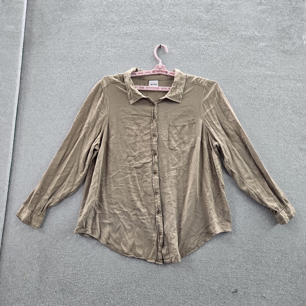 Torrid Women Button Up Shirt 2 Brown Classic‎ Collared Front